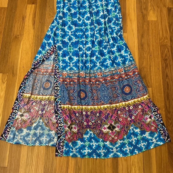 NWT Hale Bob Women’s Multicolored Maxi Dress With Leg Slits Size M - Picture 7 of 9
